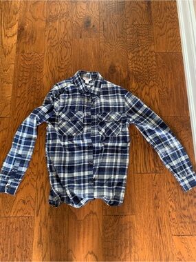 Joe Fresh Blue and White Plaid Button-Down Shirt